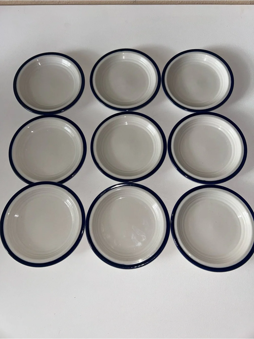 Set of 8 Vintage Sterling China Bread & Butter Plates Wellsville Ohio Blue Rim